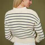 Diana Navy Striped V-Neck Sweater