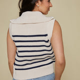 Andie Striped Half Zip Knit Top