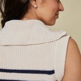 Andie Striped Half Zip Knit Top