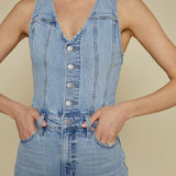 Roxie Fitted Vest Denim Jumpsuit