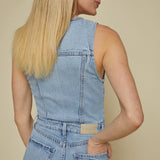 Roxie Fitted Vest Denim Jumpsuit