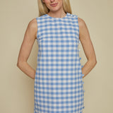 Constance Gingham Mini Dress - Blue