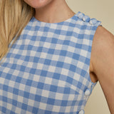 Constance Gingham Mini Dress - Blue