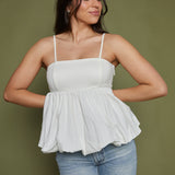 Ainsley Mixed Media Bubble Hem Top