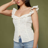 Frances Eyelet Button Front Tank