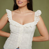 Frances Eyelet Button Front Tank