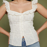 Frances Eyelet Button Front Tank