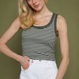 Ines Stripe Rib Tank - Dark Agave