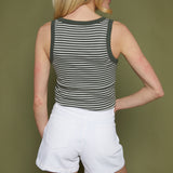 Ines Stripe Rib Tank - Dark Agave