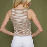 Ines Stripe Rib Tank - Iced Coffee
