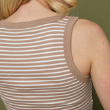 Ines Stripe Rib Tank - Iced Coffee