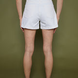 Mimi Denim High Rise A-Line Shorts - Polished White
