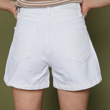 Mimi Denim High Rise A-Line Shorts - Polished White