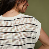 Colleen Striped Crochet Sweater Top