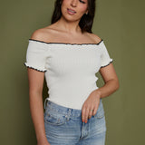 Mikayla Off The Shoulder Ribbed Top