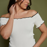 Mikayla Off The Shoulder Ribbed Top