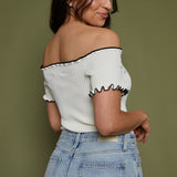 Mikayla Off The Shoulder Ribbed Top