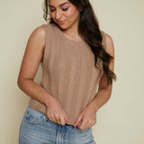 Bradyn Rib Sweater Cropped Tank - Iced Coffee