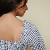Jessica Embroidered Floral Gingham Top