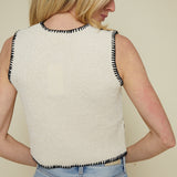 Jeanie Tie Front Embroidered Vest
