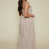 Skylar Smocked Bodice Midi Dress - Tiramisu Stripe
