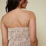 Skylar Smocked Bodice Midi Dress - Tiramisu Stripe