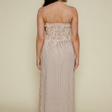 Skylar Smocked Bodice Midi Dress - Tiramisu Stripe