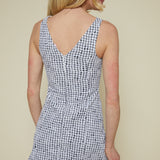 Bronte Embroidered Floral Gingham Mini Dress - Black