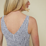 Bronte Embroidered Floral Gingham Mini Dress - Black