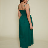 Skylar Smocked Bodice Midi Dress - Emerald