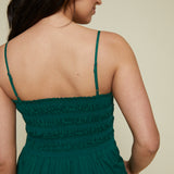 Skylar Smocked Bodice Midi Dress - Emerald