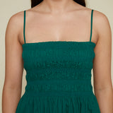 Skylar Smocked Bodice Midi Dress - Emerald