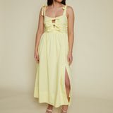 Larsen Bow Front Midi Dress - Lemon