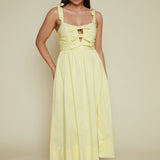 Larsen Bow Front Midi Dress - Lemon