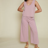 Mia Jersey Flare Pant - Pink Smoke