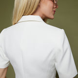 Evelyn Bow Embellished Blazer - White