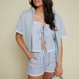 June Shrunken Wool Blend Sweater - Sky Blue