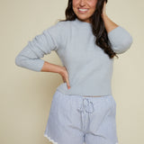 June Shrunken Wool Blend Sweater - Sky Blue