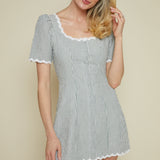 Farrah Striped Ric Rac Mini Shift Dress