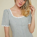 Farrah Striped Ric Rac Mini Shift Dress