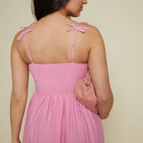 Rayanna Bow Strap Pleated Midi Dress - Pink