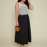 Ellis Mixed Media Stripe Midi Dress