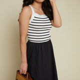 Ellis Mixed Media Stripe Midi Dress