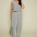 Flynn Striped Button Front Tank