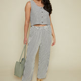 Diane Elastic Waist Striped Pants