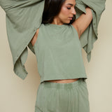 Twyla Solid Linen Button Down - Avocado