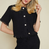 Cleo Drawstring Fringe Sweater Shorts