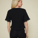 Cleo Drawstring Fringe Sweater Shorts