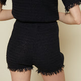 Cleo Drawstring Fringe Sweater Shorts