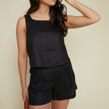 Antonia Cropped Linen Top